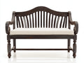 Panche da giardino - Legno massello-Tessuto - 164 x 67 x 95 cm - Noce scuro-Avorio - Stile tradizionale con gambe tornite