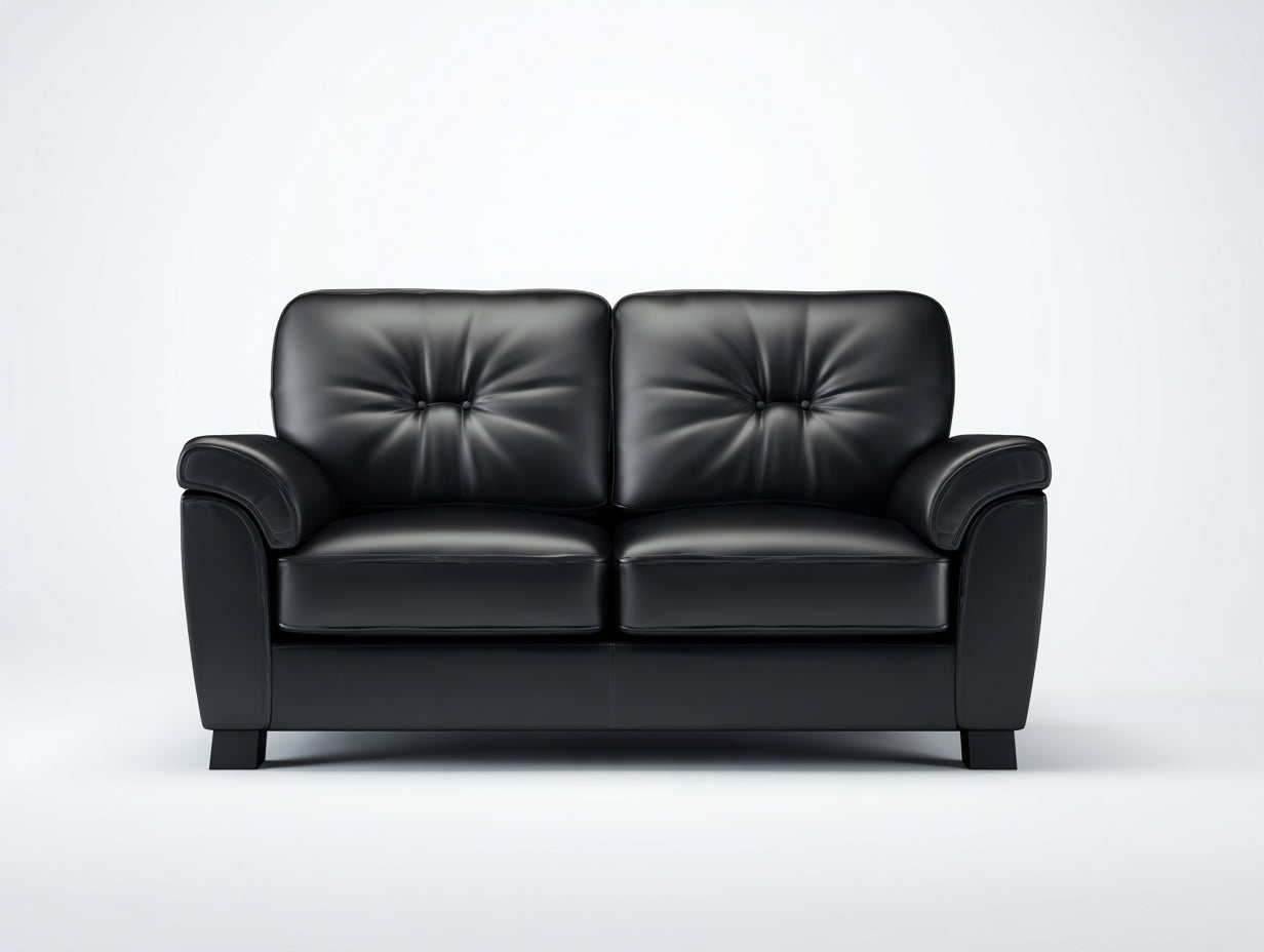Divano lineare - similpelle - 182x88x90 cm - nero - stile classico contemporaneo