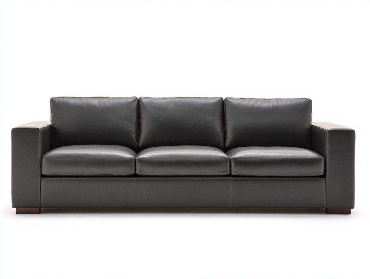 Divano lineare - pelle - 250x98x88 cm - nero - stile moderno