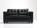 Divano lineare - similpelle - 220x95x92 cm - nero - stile classico moderno