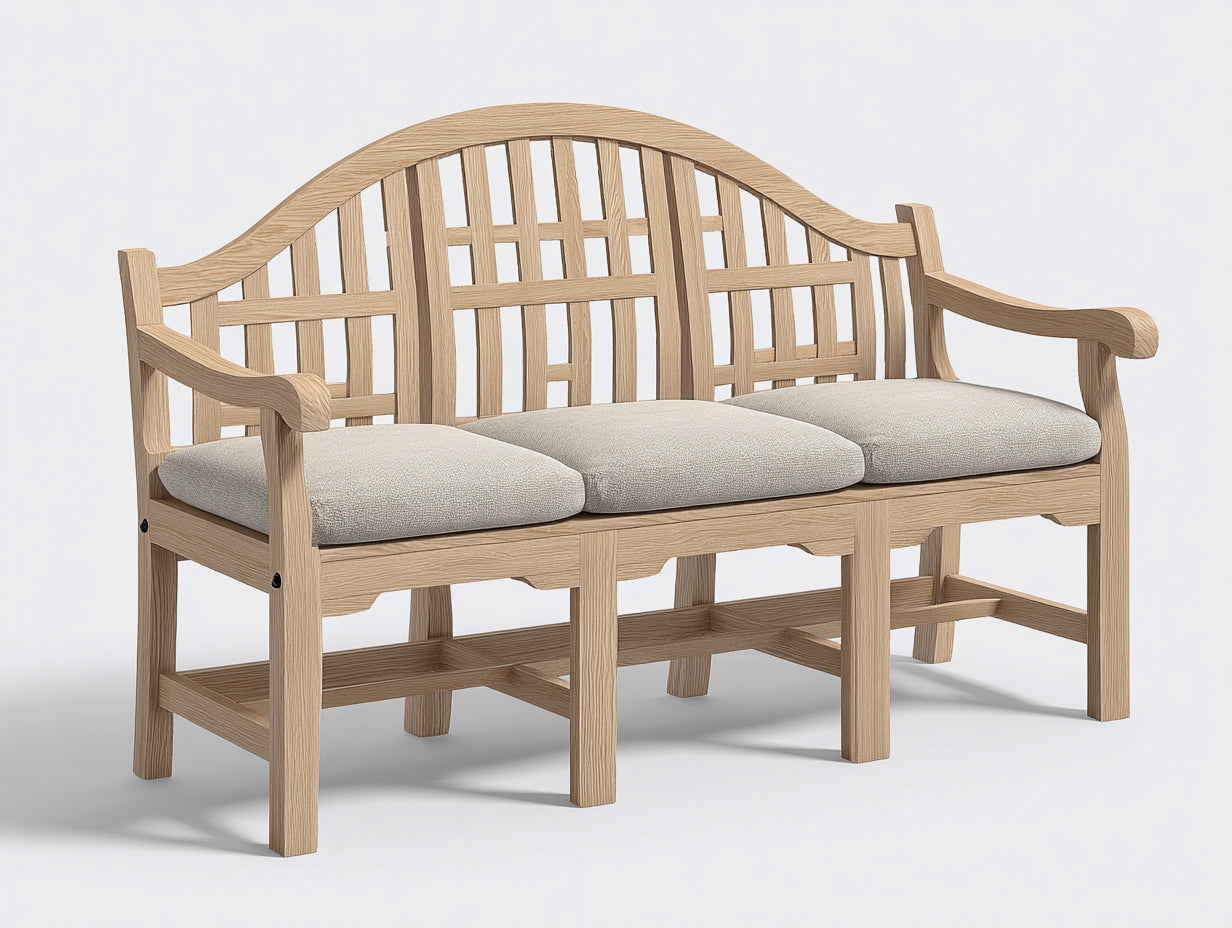 Panche da giardino - Legno di rovere-Tessuto - 189 x 69 x 102 cm - Rovere chiaro-Beige - Stile decorativo con schienale curvo