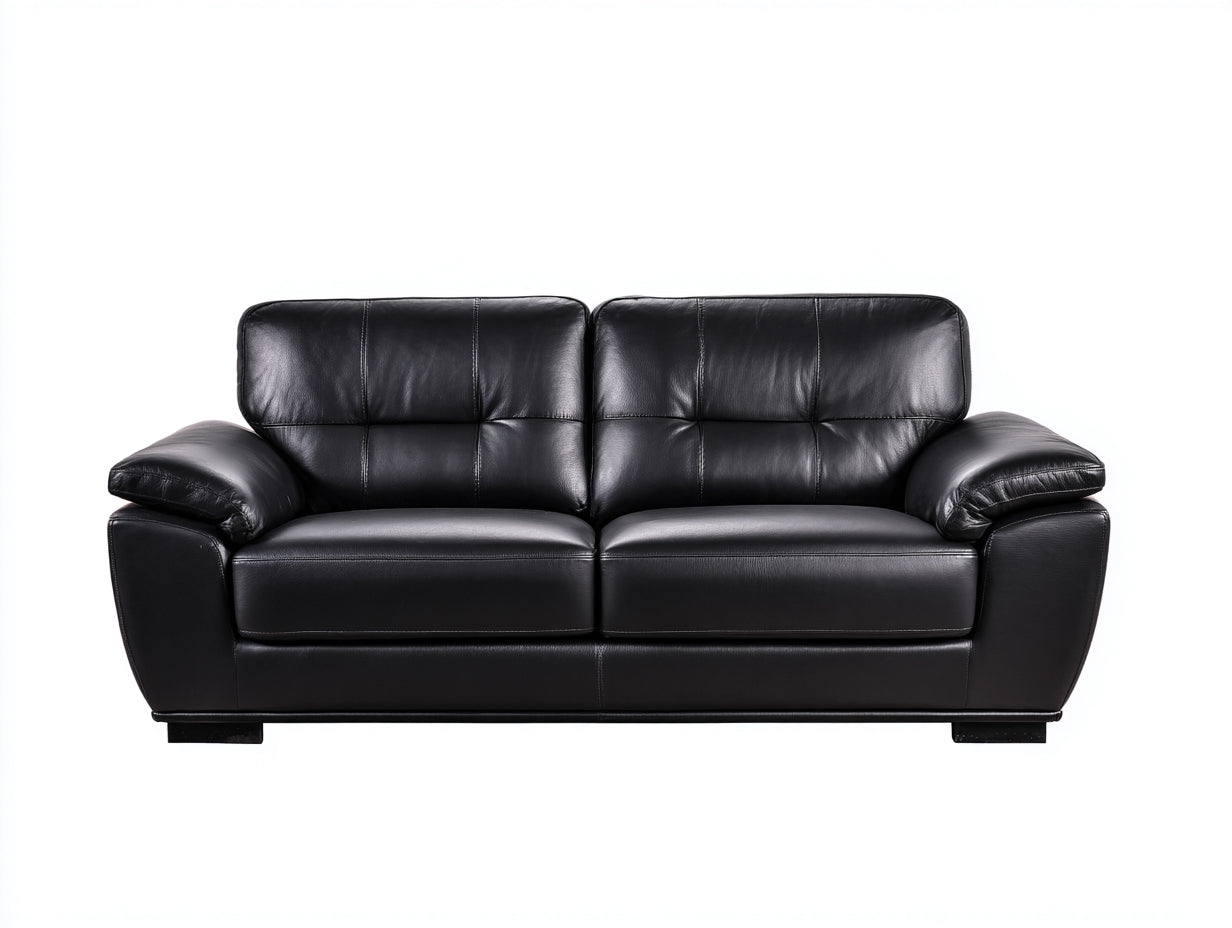 Divano lineare - similpelle - 198x92x92 cm - nero - stile moderno