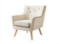 Poltrona - Tessuto-legno - 82 x 78 x 86 cm - Beige - Stile moderno classico