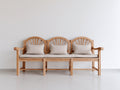 Panche da giardino - Legno di teak-Tessuto - 228 x 68 x 101 cm - Naturale-Beige - Stile mediterraneo con schienale a ventaglio