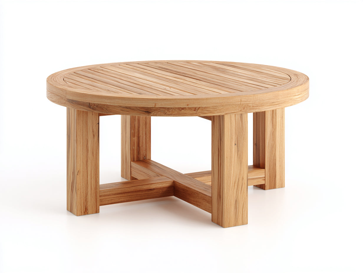 Tavolo da giardino - Legno di teak - 92x92x45 cm - Marrone naturale - Stile naturale contemporaneo