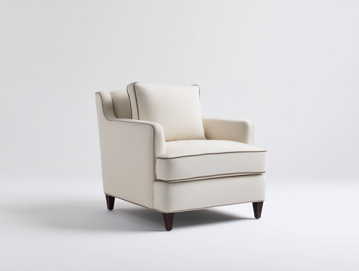 Poltrona - Tessuto-legno - 86 x 82 x 84 cm - Beige chiaro - Stile moderno minimalista