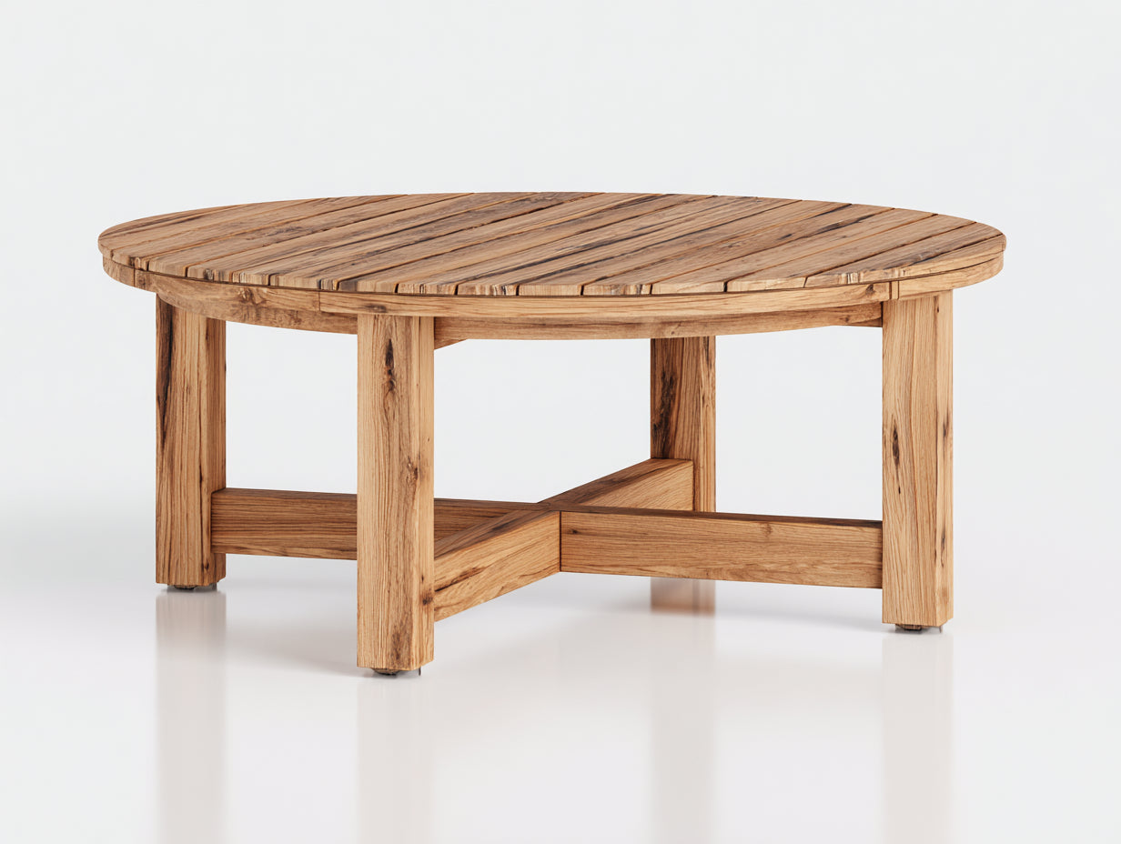 Tavolo da giardino - Legno di teak - 105x105x46 cm - Marrone miele - Stile rustico