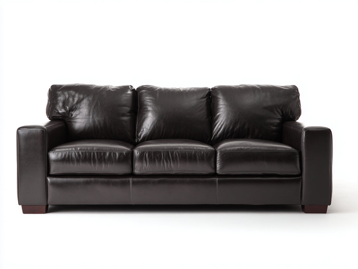 Divano lineare - pelle - 230x95x88 cm - nero - stile moderno