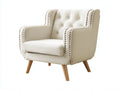 Poltrona - Tessuto-legno - 80 x 77 x 88 cm - Avorio - Stile classico contemporaneo