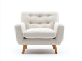Poltrona - Tessuto-legno - 91 x 83 x 85 cm - Beige chiaro - Stile moderno nordico