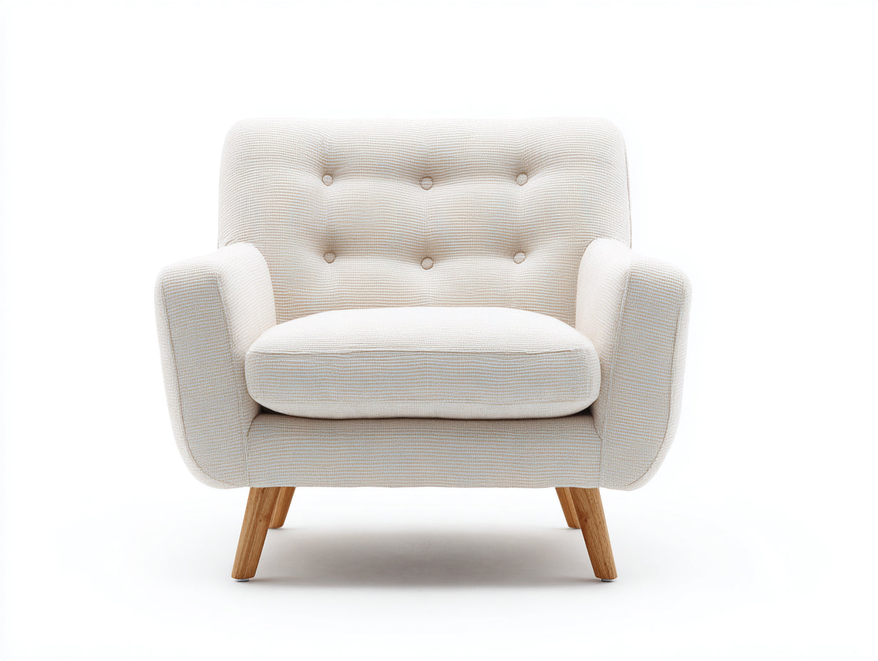 Poltrona - Tessuto-legno - 91 x 83 x 85 cm - Beige chiaro - Stile moderno nordico