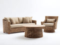 Divani da esterno - Rattan-Tessuto-Legno - 198 x 88 x 82 cm - Marrone-Beige - Stile naturale con tavolino rotondo