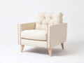 Poltrona - Tessuto-legno - 78 x 76 x 88 cm - Beige chiaro - Stile classico moderno
