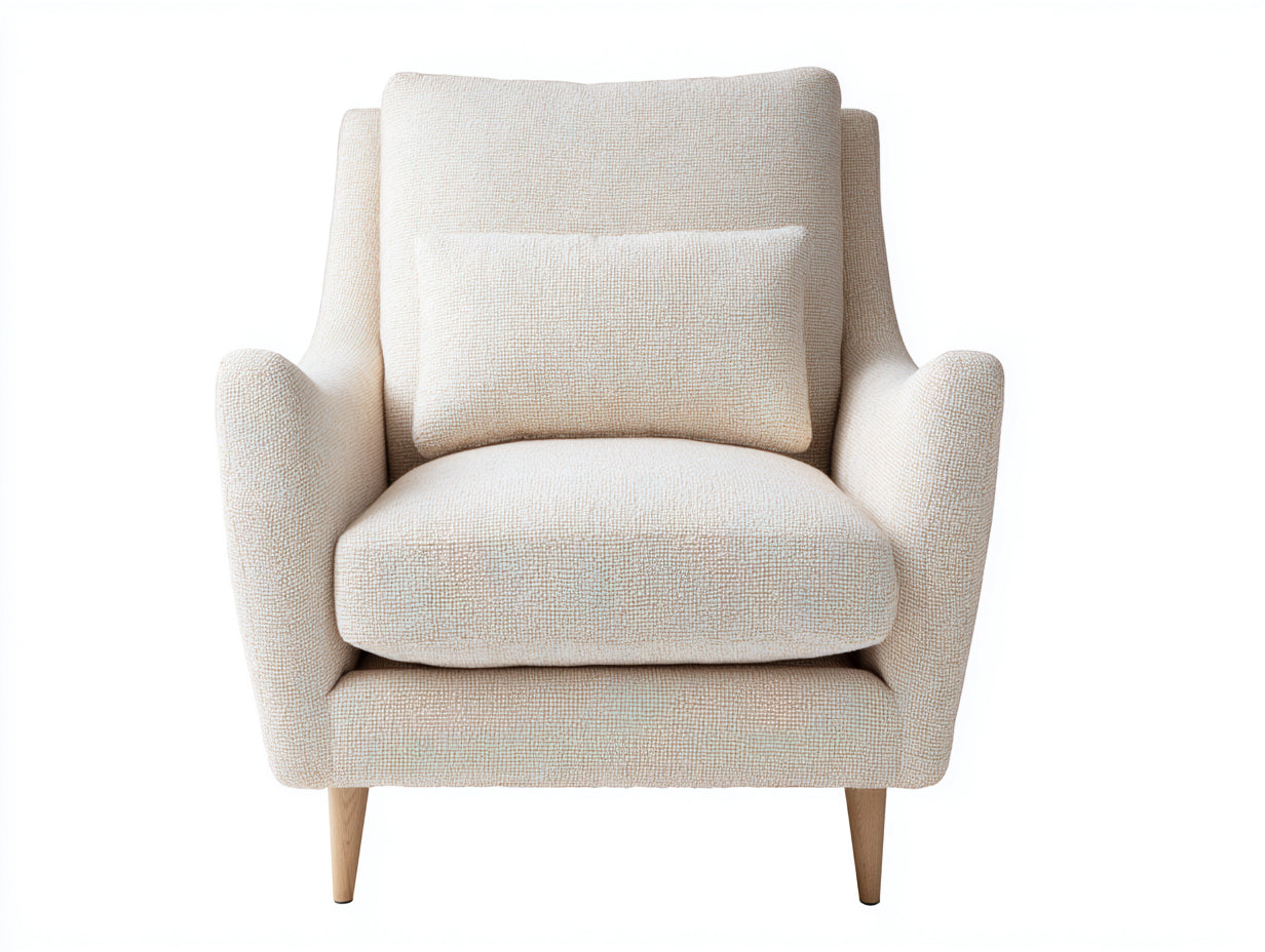 Poltrona - Tessuto-legno - 87 x 82 x 90 cm - Beige chiaro - Stile moderno nordico