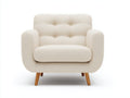 Poltrona - Tessuto-legno - 89 x 83 x 86 cm - Beige chiaro - Stile moderno nordico