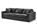 Divano lineare - pelle-legno - 280x105x90 cm - grigio scuro - stile moderno