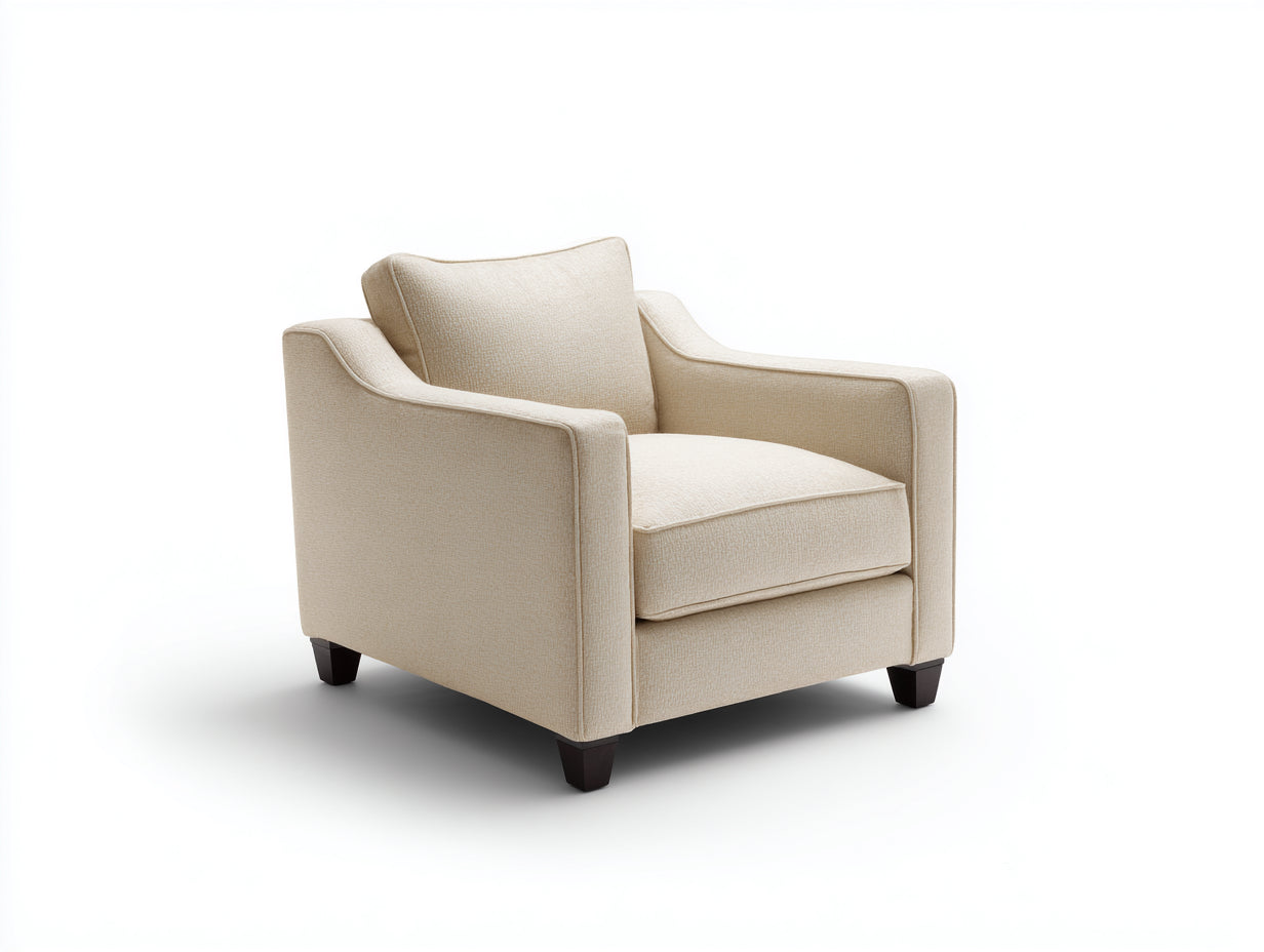Poltrona - Tessuto-legno - 84 x 80 x 82 cm - Beige chiaro - Stile moderno nordico