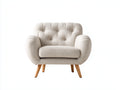 Poltrona - Tessuto-legno - 92 x 84 x 86 cm - Beige chiaro - Stile moderno nordico