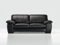 Divano lineare - similpelle - 205x90x88 cm - nero - stile contemporaneo