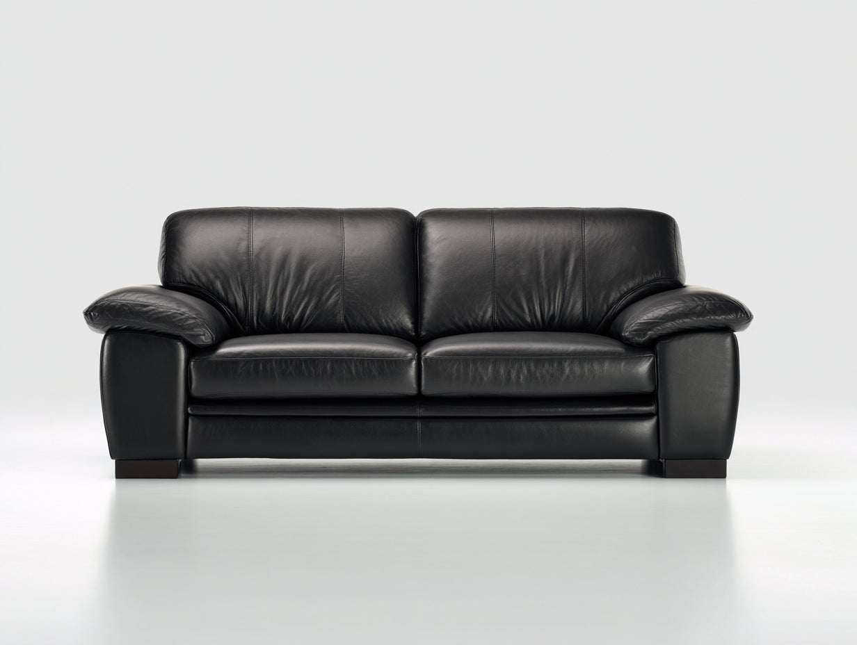 Divano lineare - similpelle - 205x90x88 cm - nero - stile contemporaneo