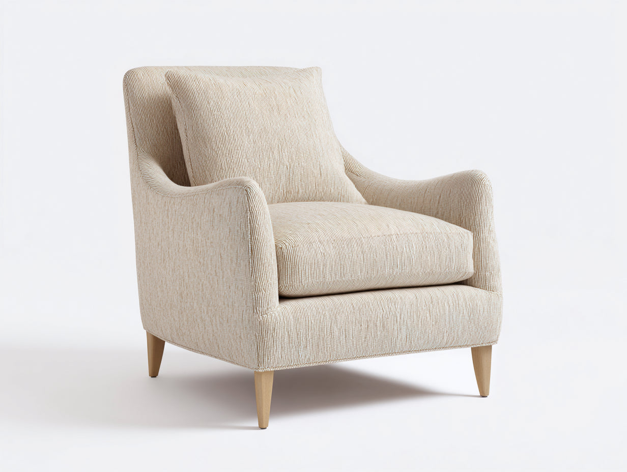 Poltrona - Tessuto-legno - 86 x 80 x 88 cm - Beige chiaro - Stile moderno nordico