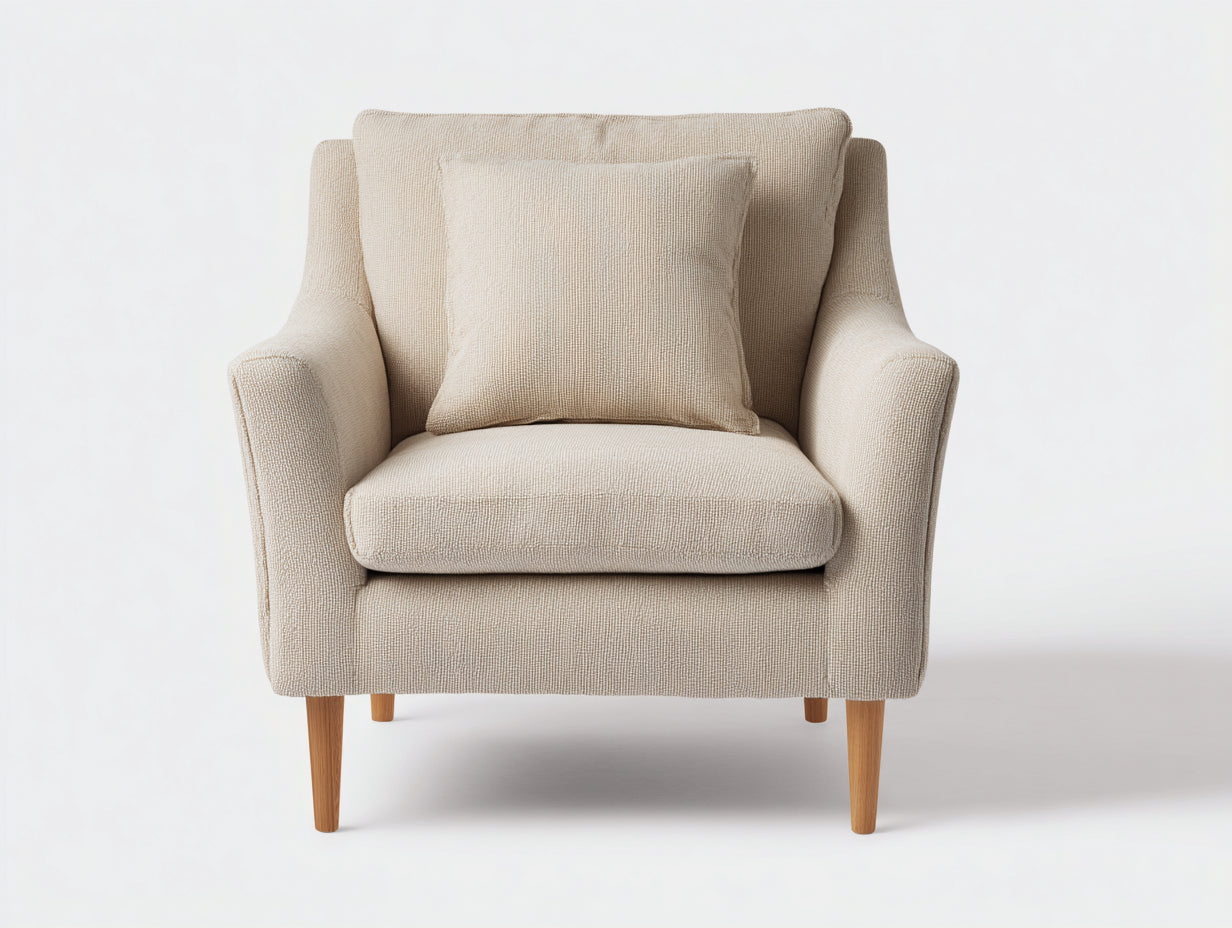 Poltrona - Tessuto-legno - 88 x 85 x 89 cm - Beige chiaro - Stile moderno nordico