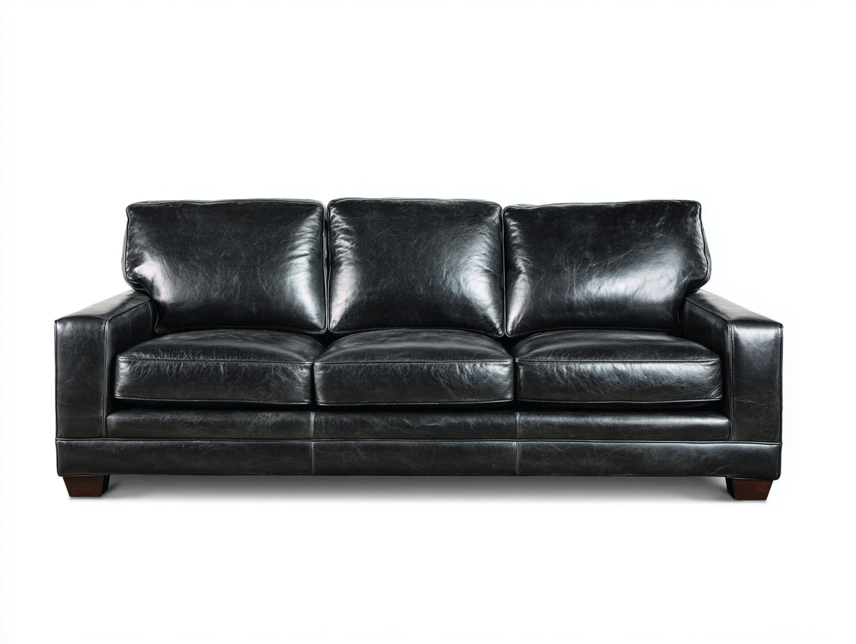 Divano lineare - pelle - 245x96x90 cm - nero - stile moderno
