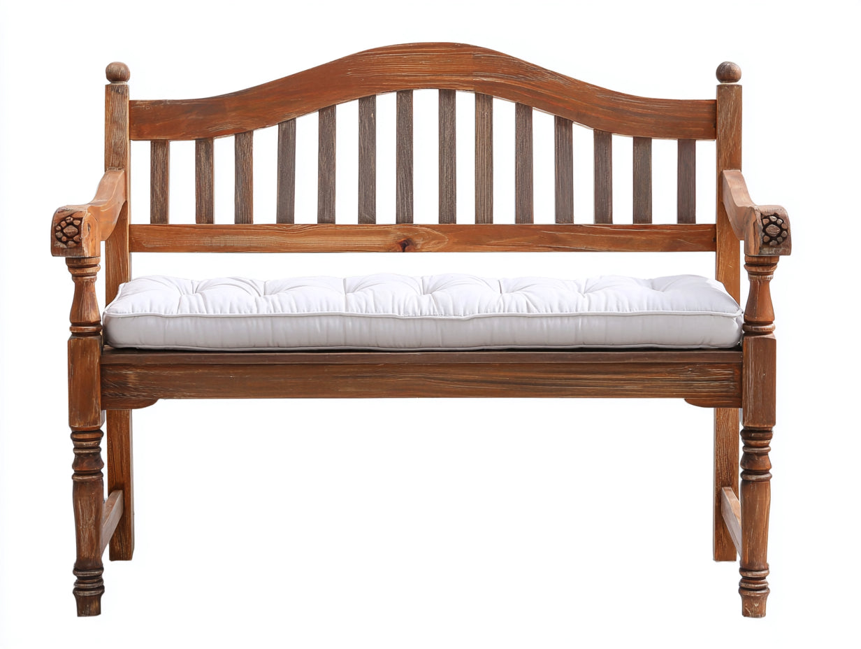 Panche da giardino - Legno massello-Tessuto - 171 x 65 x 94 cm - Marrone rustico-Bianco - Stile rustico con dettagli scolpiti