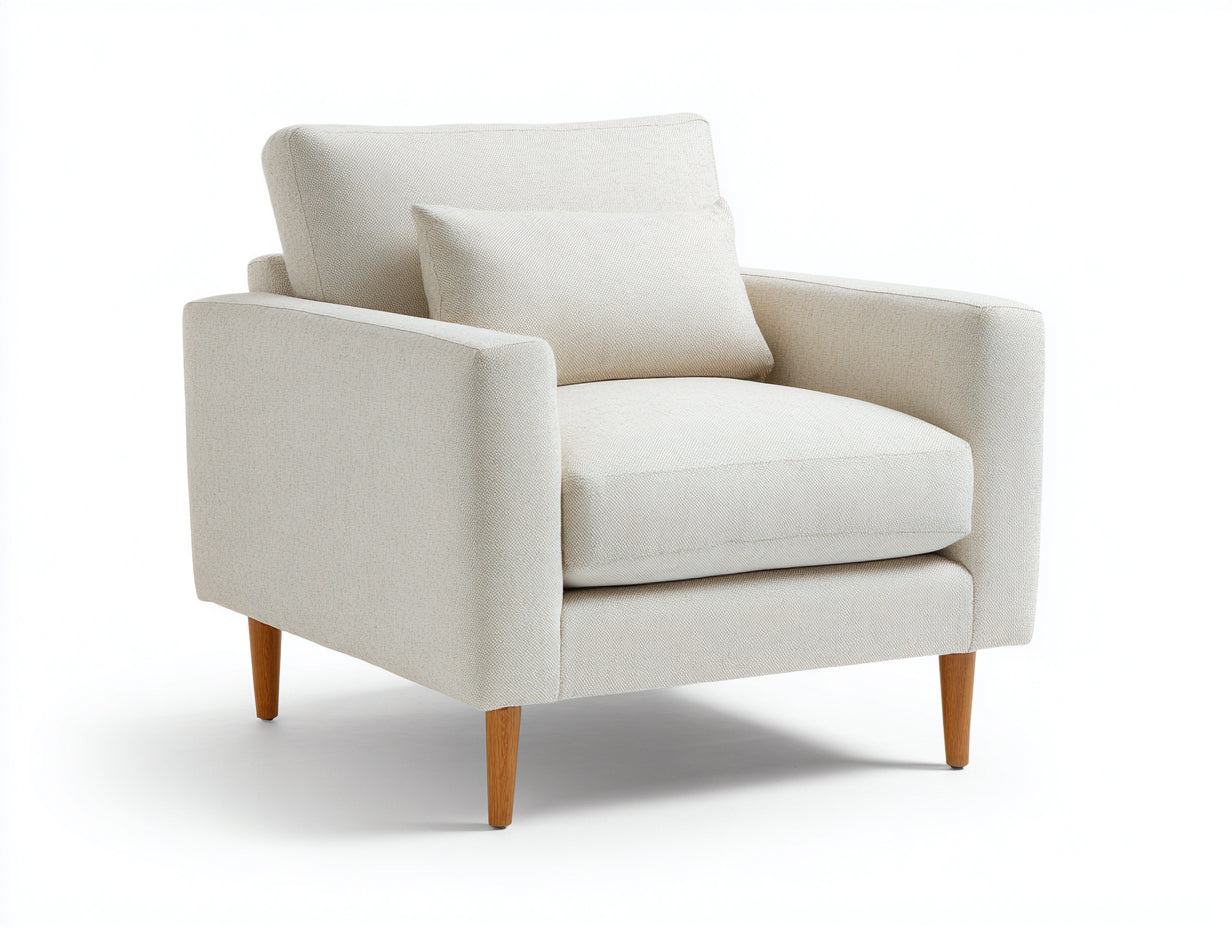 Poltrona - Tessuto-legno - 88 x 84 x 85 cm - Beige chiaro - Stile moderno nordico