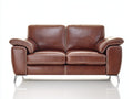 Divano lineare - pelle-metallo - 210x92x88 cm - marrone - stile moderno