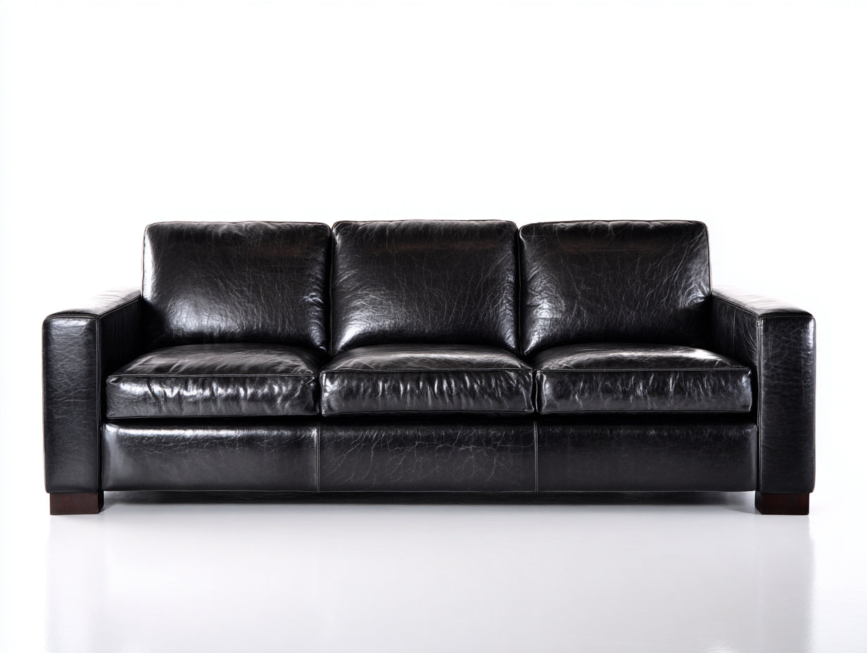 Divano lineare - pelle - 240x96x88 cm - nero - stile moderno