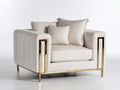 Poltrona - Tessuto-metallo - 95 x 85 x 78 cm - Avorio - Stile moderno elegante