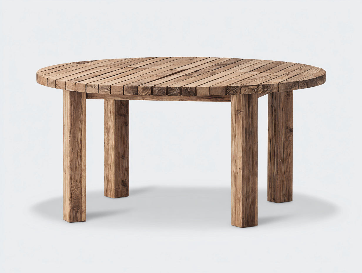 Tavolo da giardino - Legno massello - 118x118x74 cm - Marrone scuro - Stile rustico
