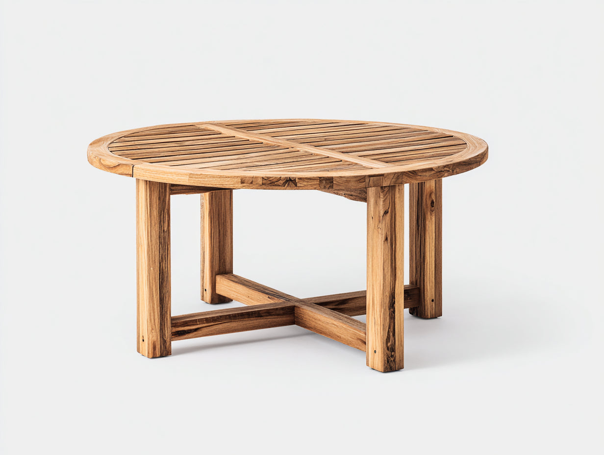 Tavolo da giardino - Legno di teak - 96x96x47 cm - Marrone teak - Stile classico