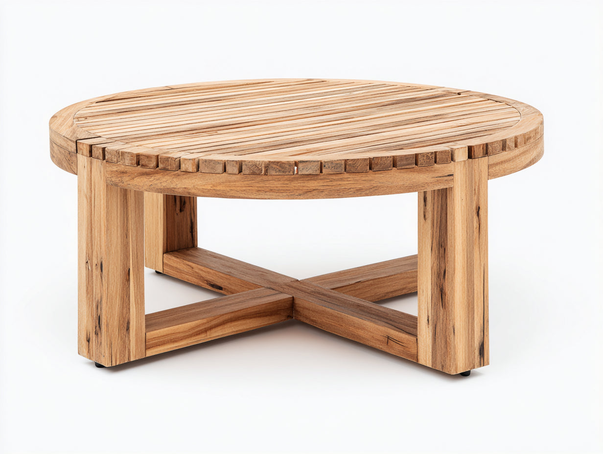 Tavolo da giardino - Legno di teak - 88x88x42 cm - Marrone chiaro - Stile artigianale